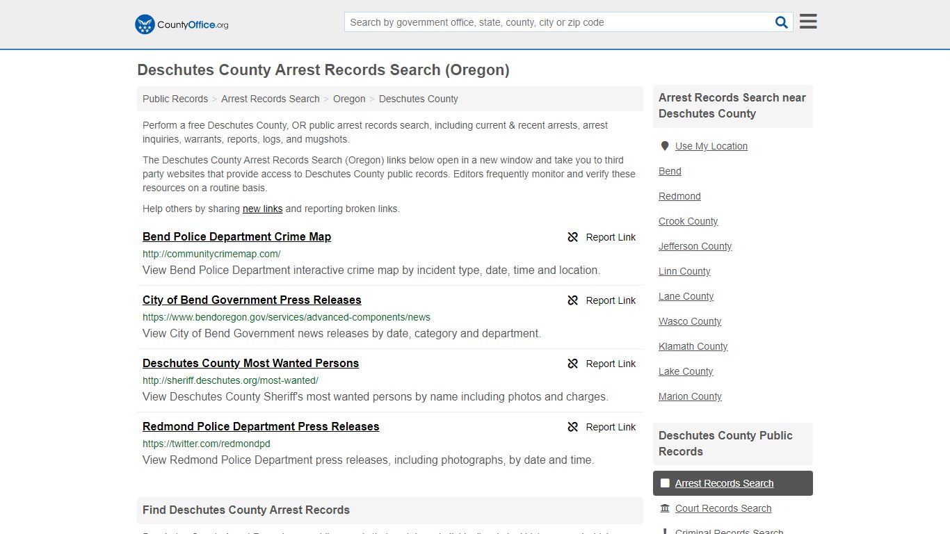 Arrest Records Search - Deschutes County, OR (Arrests ...