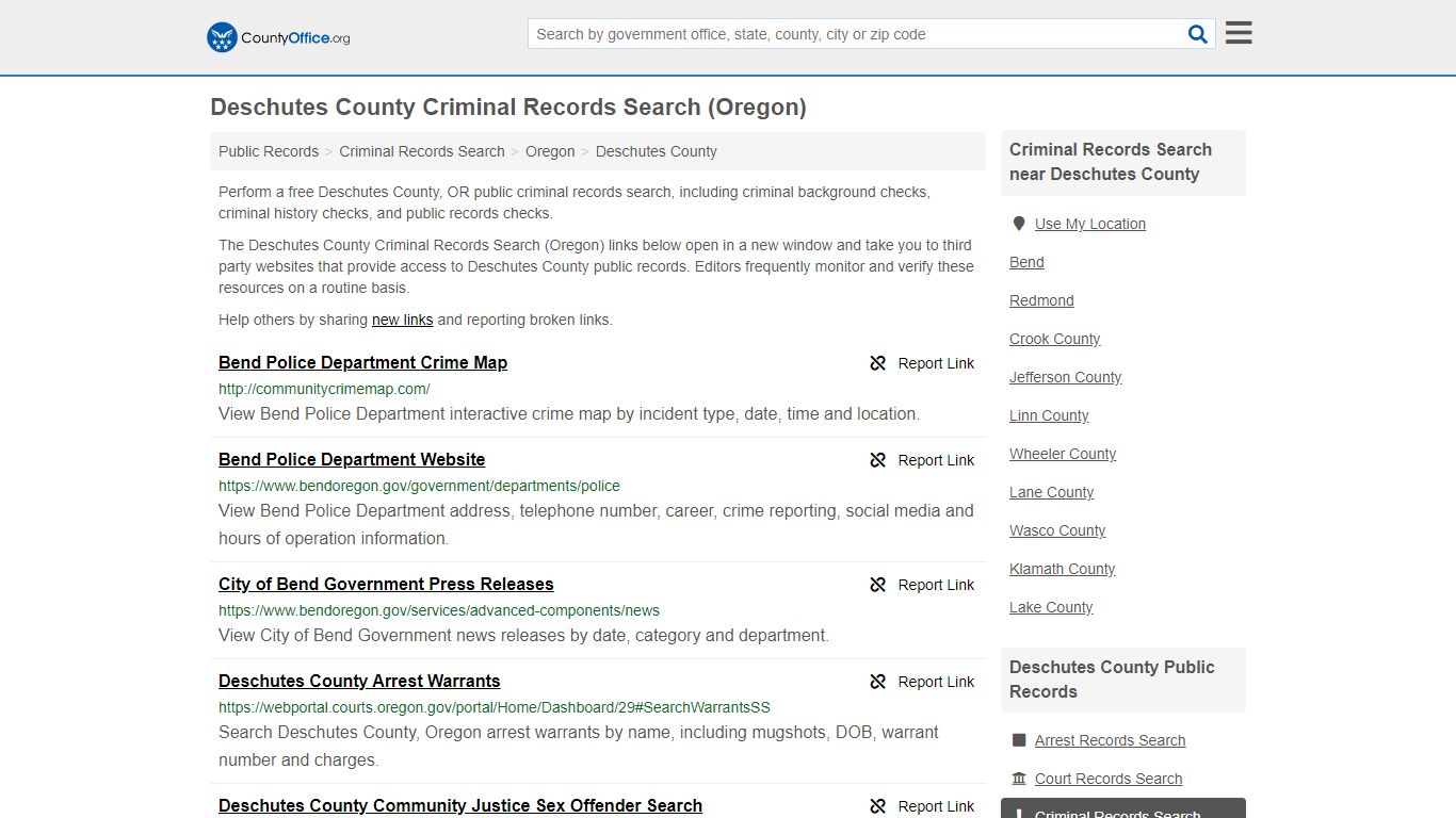 Criminal Records Search - Deschutes County, OR (Arrests ...